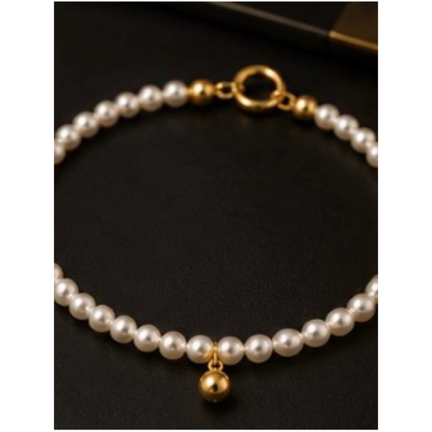 18k Plated Gold Coin Charm & Pearl Layered Bracelets Waterproof Tarnish Free