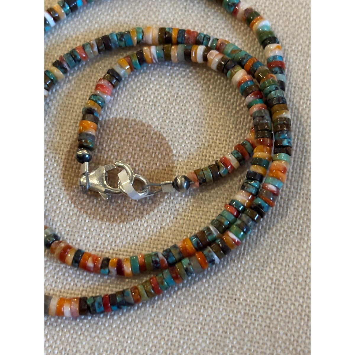 Spiny Heishi 16” Necklace paired with a Mohave Spiny Oyster 20" in Copper