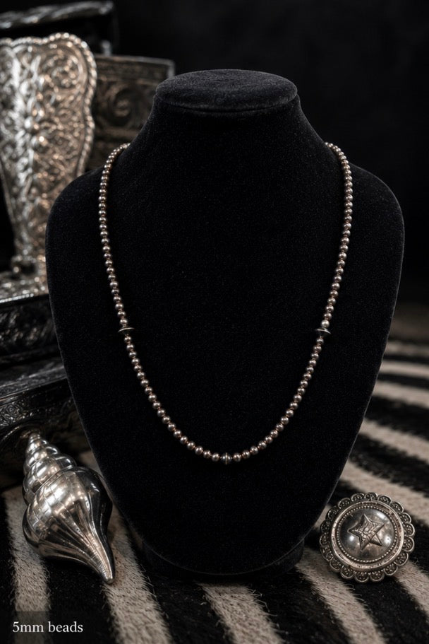 Sterling Silver Pearl Bead 18 inch 3mm Necklace