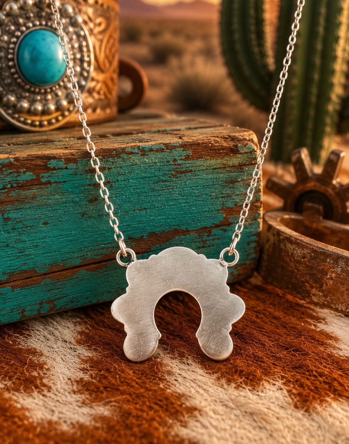 White Water Turquoise Naja inspired Horseshoe Necklace