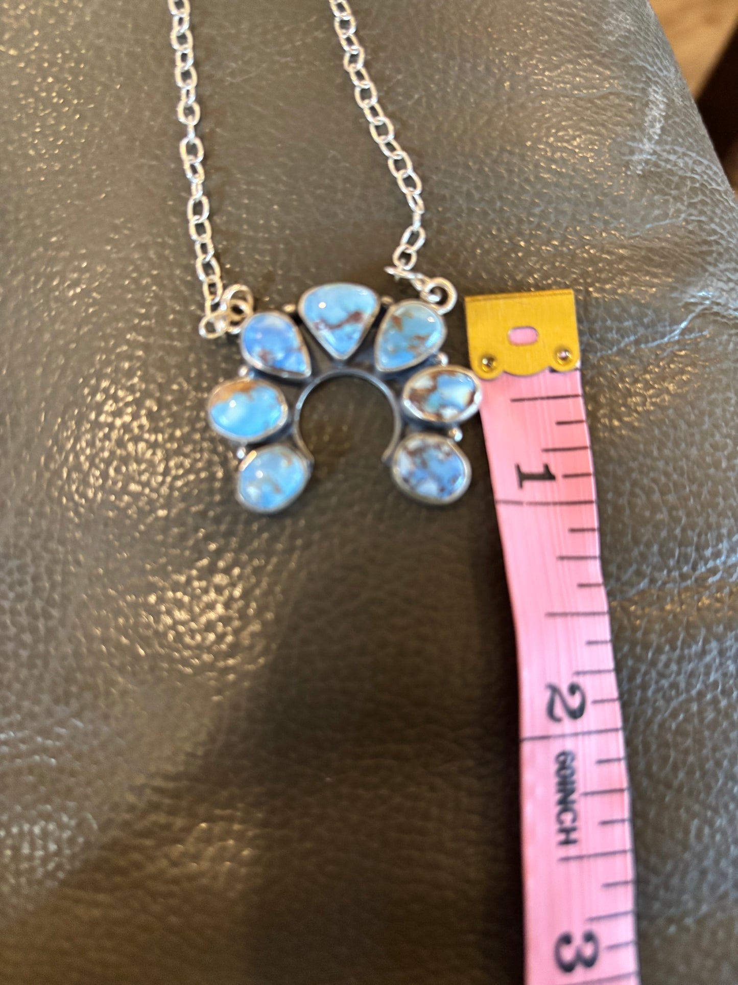 White Water Turquoise Naja inspired Horseshoe Necklace