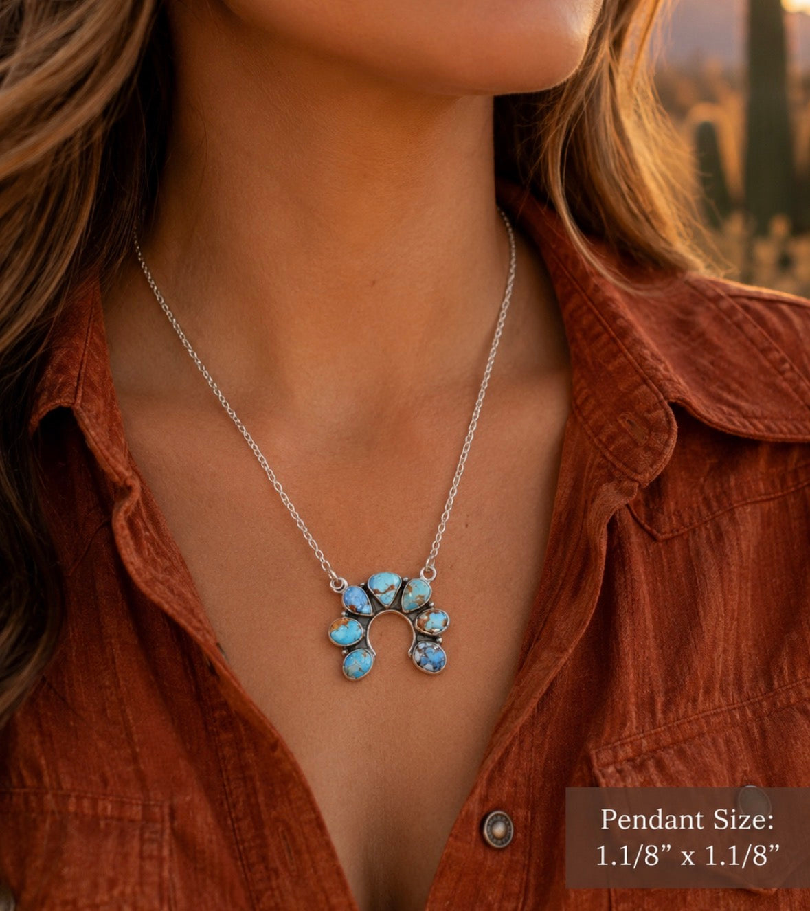 White Water Turquoise Naja inspired Horseshoe Necklace