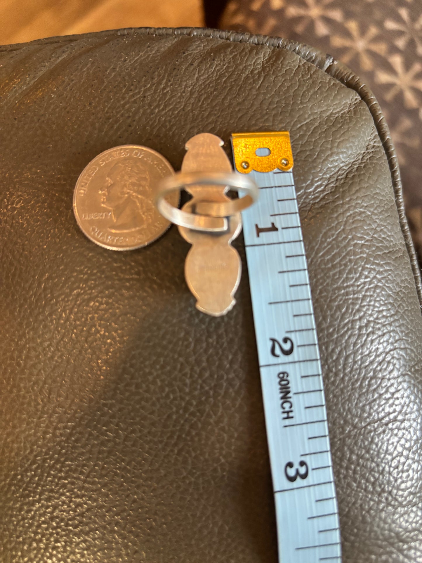 Authentic White Buffalo Turquoise Triple Stone Ring set in Sterling Silver