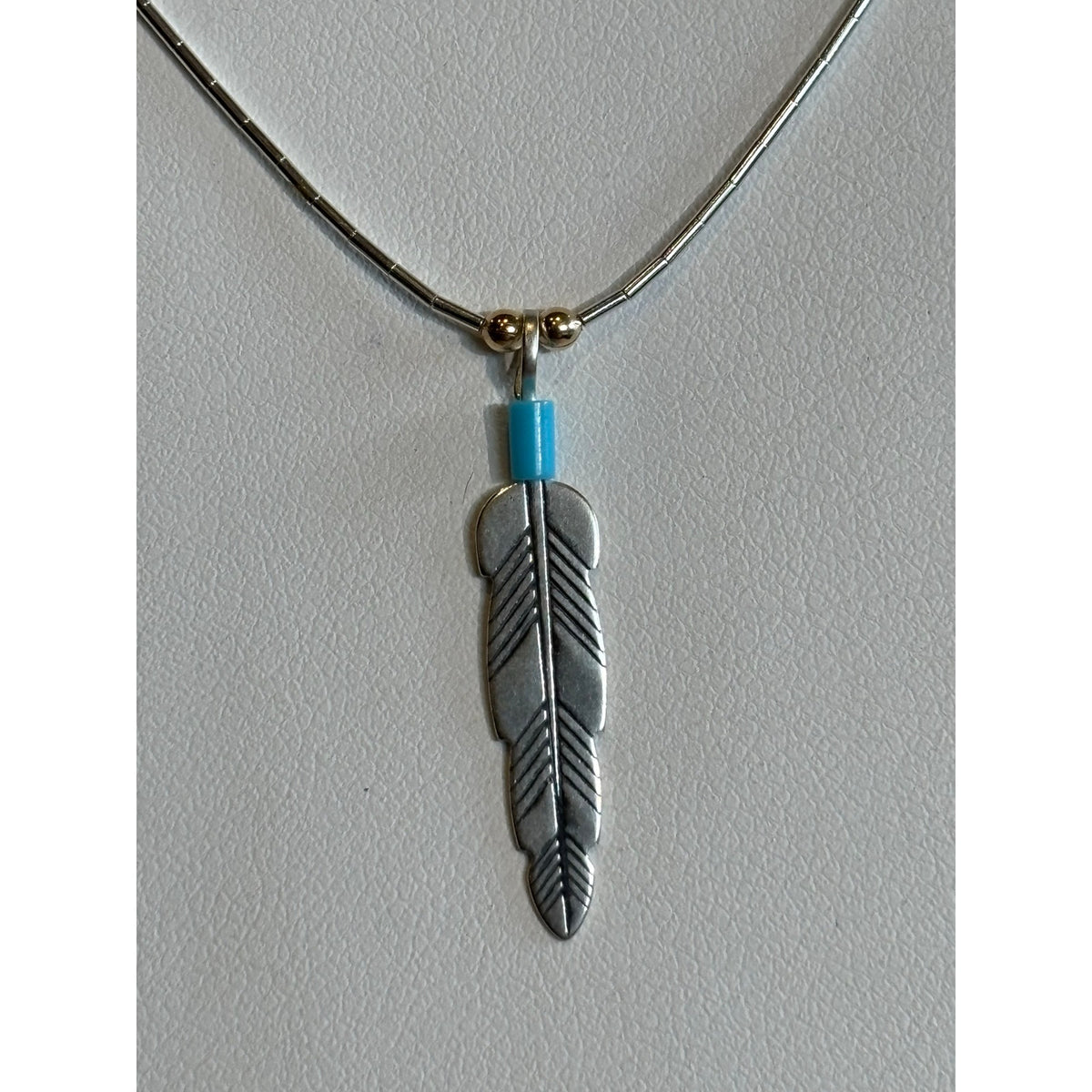 Turquoise Arrow Pendant on Liquid Silver Necklace | 16" Sterling Silver Southwestern