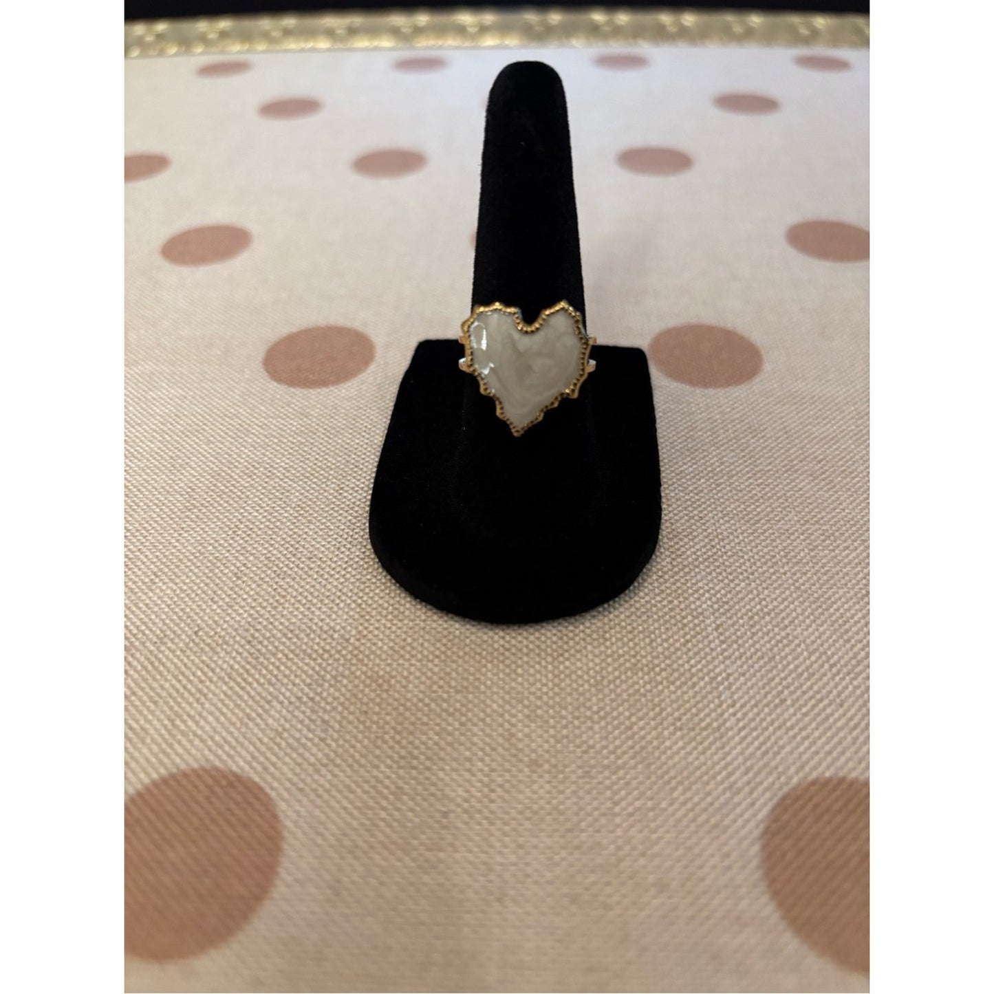 Gold Heart-Shaped White Stone Ring - Women's Fashion Jewelry