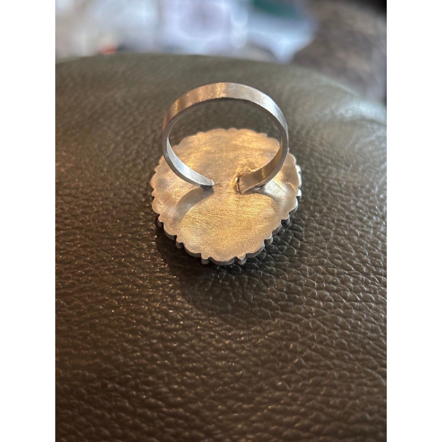 Number Eight Turquoise Tear Drop Ring in Sterling Silver