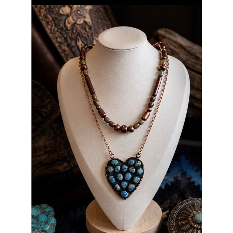 Royston Turquoise & Copper 16-Inch Beaded Necklace | Southwestern