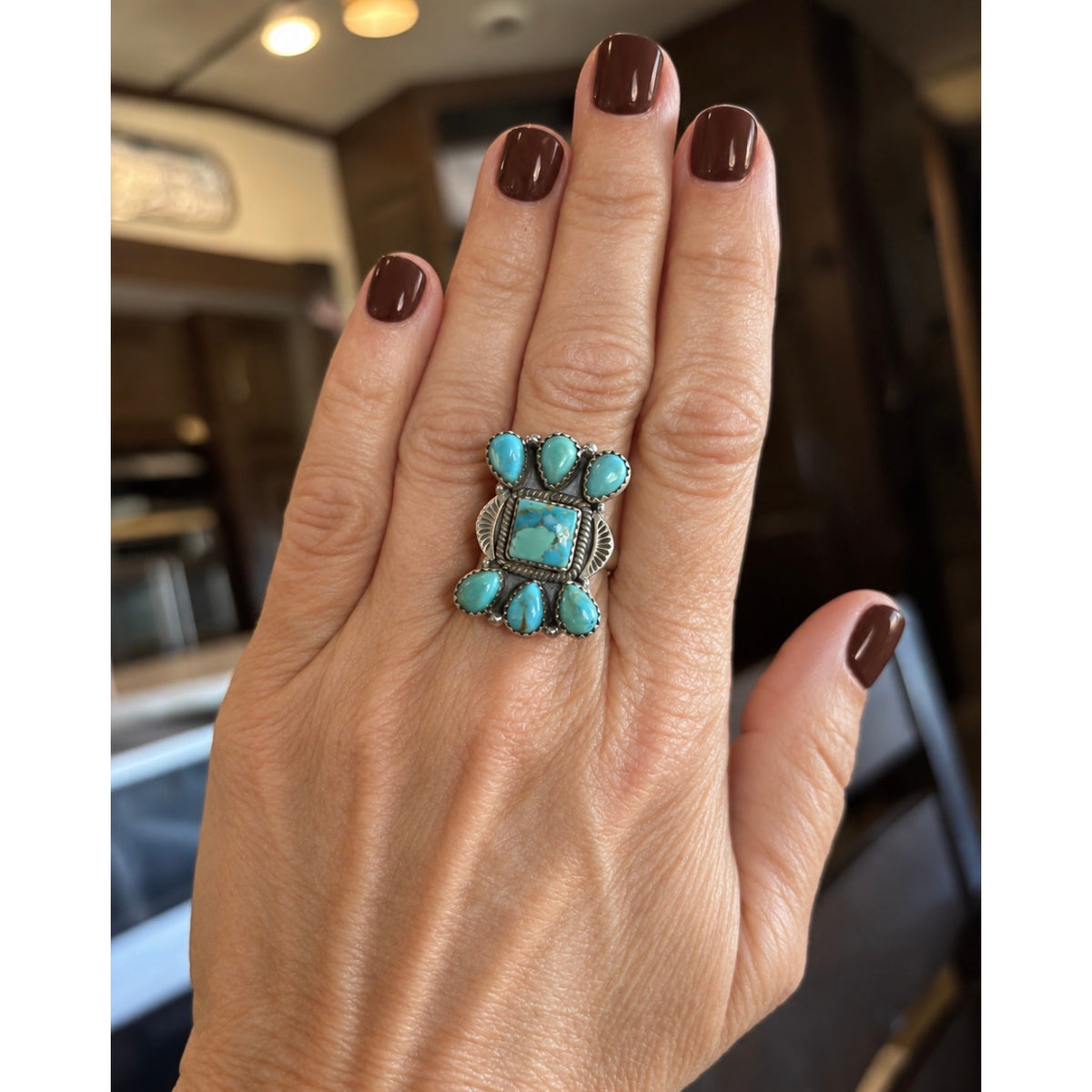 Mojave Turquoise Sterling Silver Native-Inspired Rin[[-[-/-/;;;;;