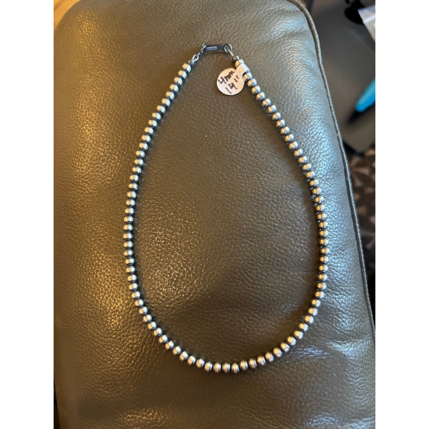 Pearl beaded choker 14 inch’s with 4mm beads Sterling Silver