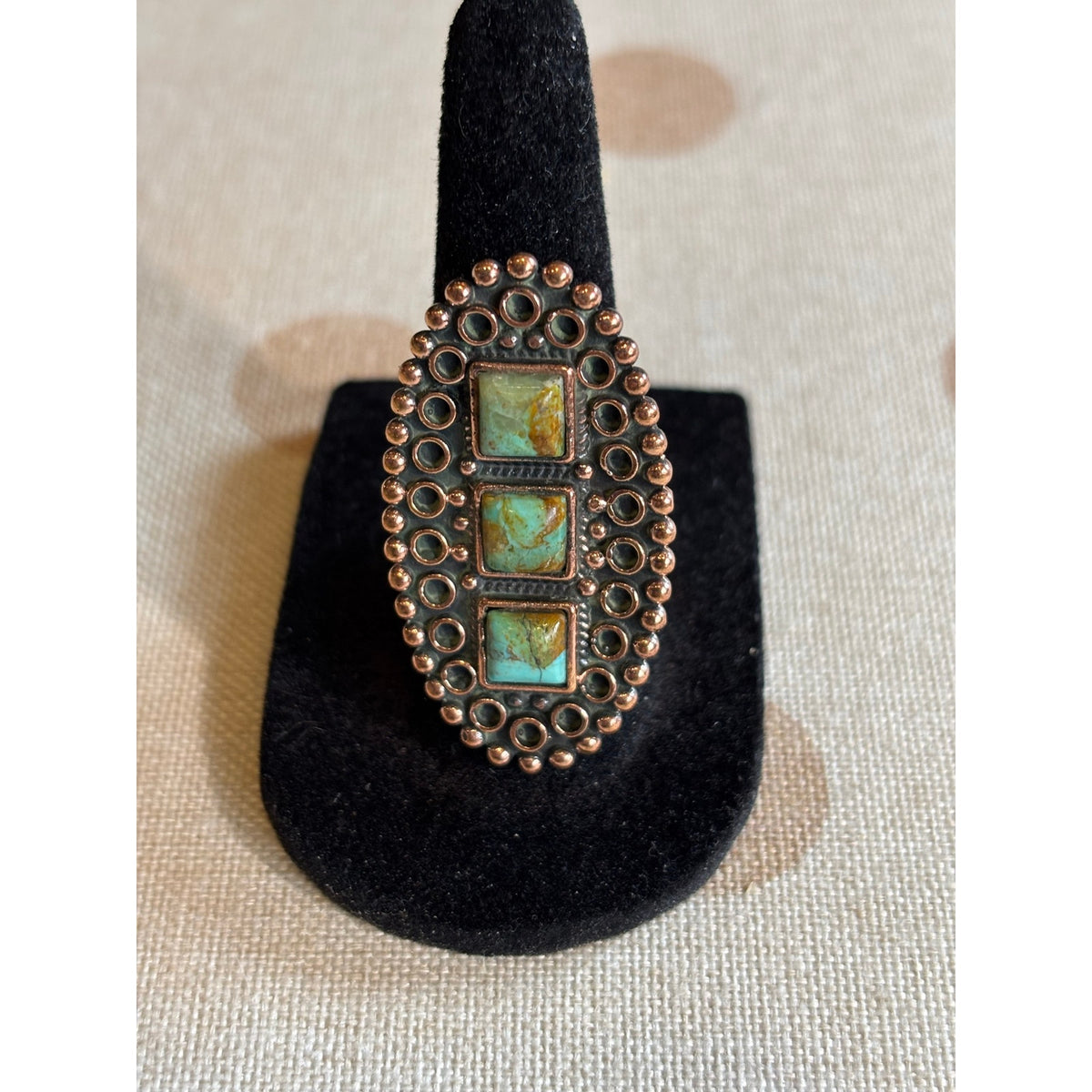 Sonoran Mountain Turquoise Ring | Adjustable Copper Setting Size 8–11