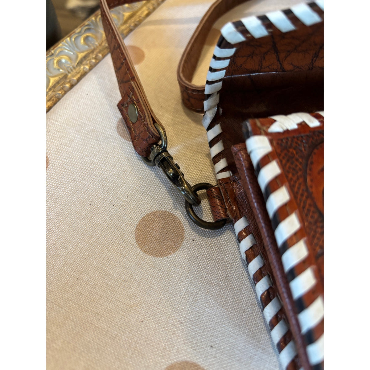 Leather Tooled Cowhide Crossbody Purse/ Wallet