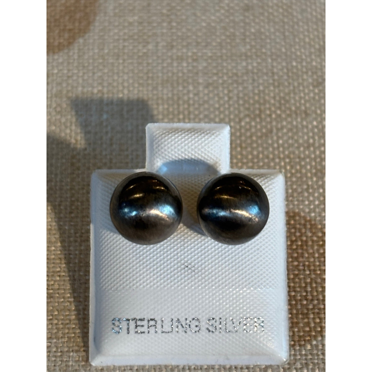 9mm Sterling Silver Hematite Pearl Bead Post Earrings