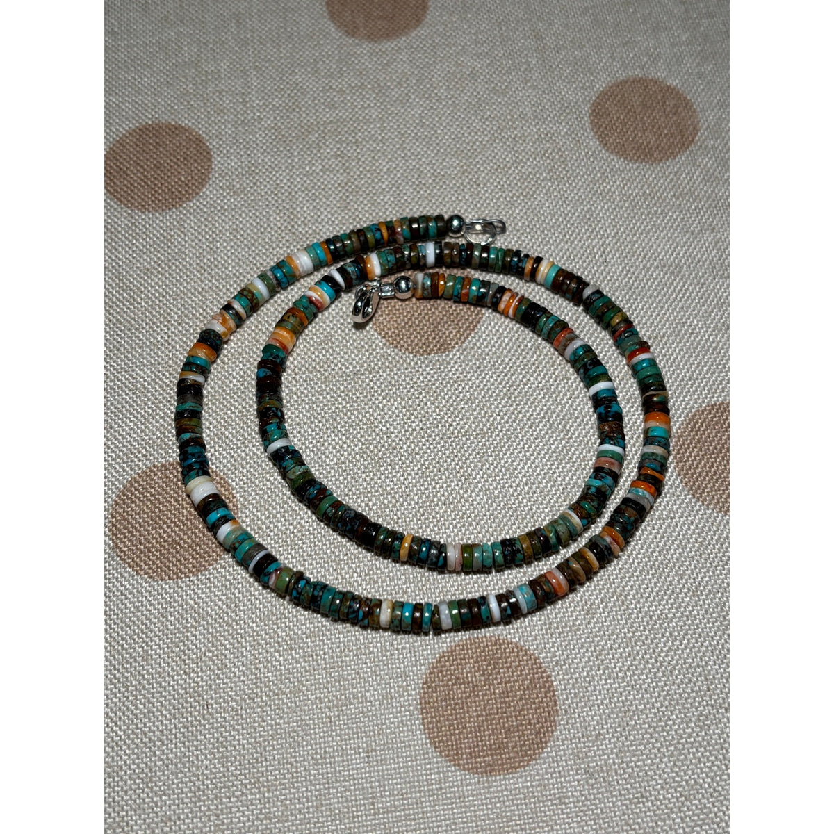 Copied - Spiny Turquoise Heishi Necklace 16”,.