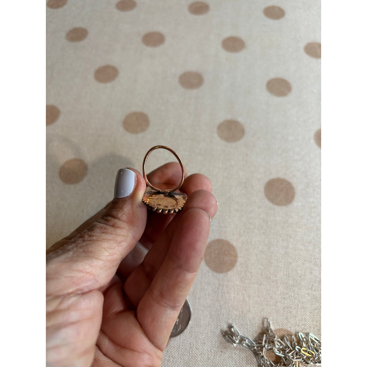 Sonoran Mountain Turquoise Ring | Adjustable Copper Setting Size 8–11