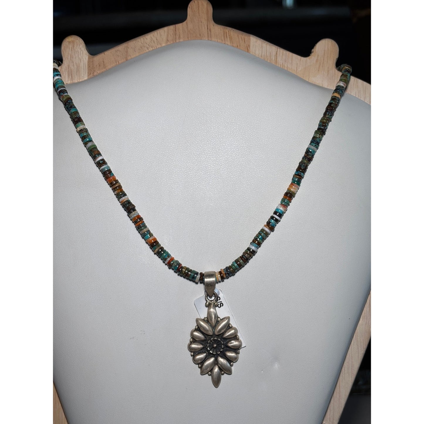 Copied - Spiny Turquoise Heishi Necklace 16”,.