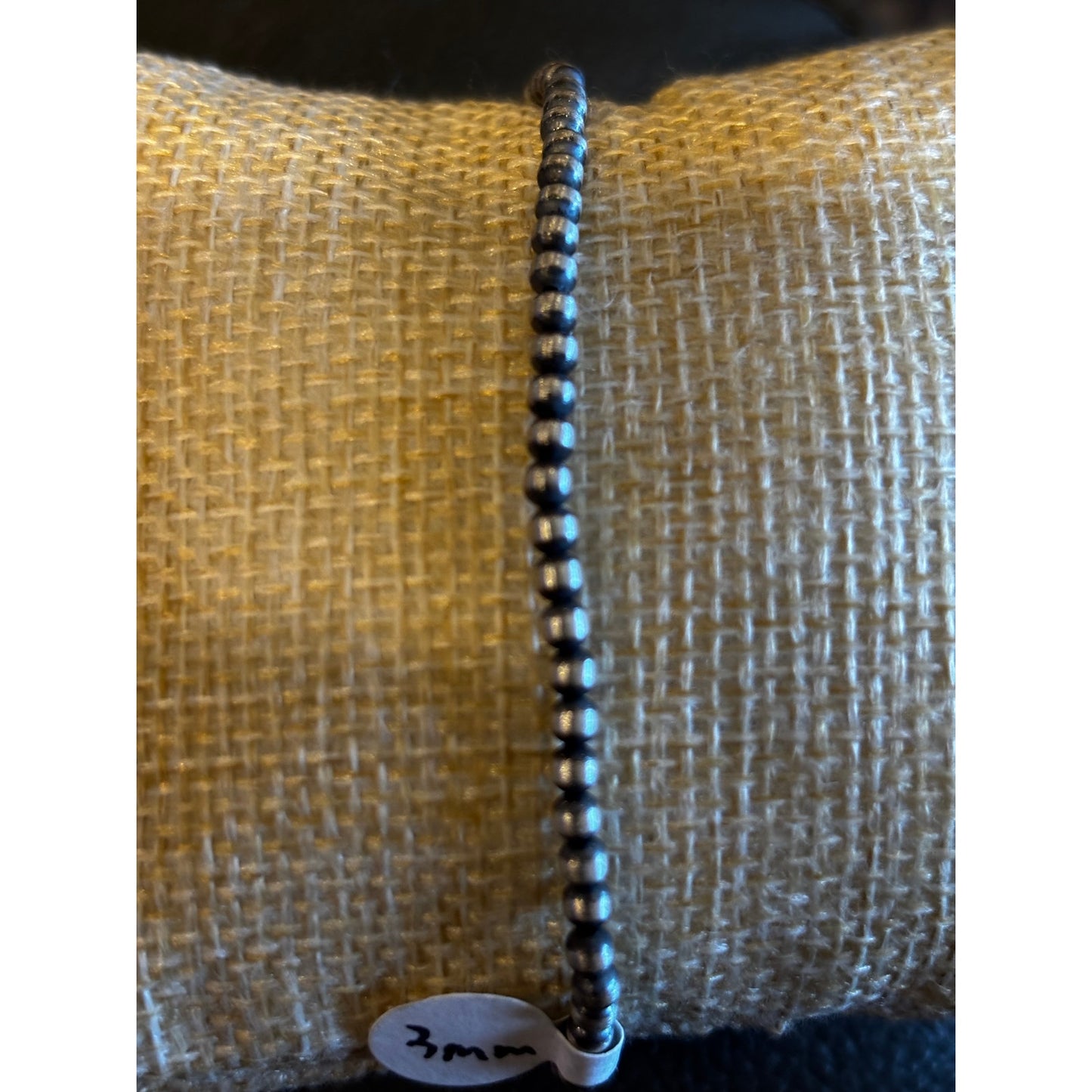 Sterling Silver Pearl Bracelet 7" 3mm Southwestern Style