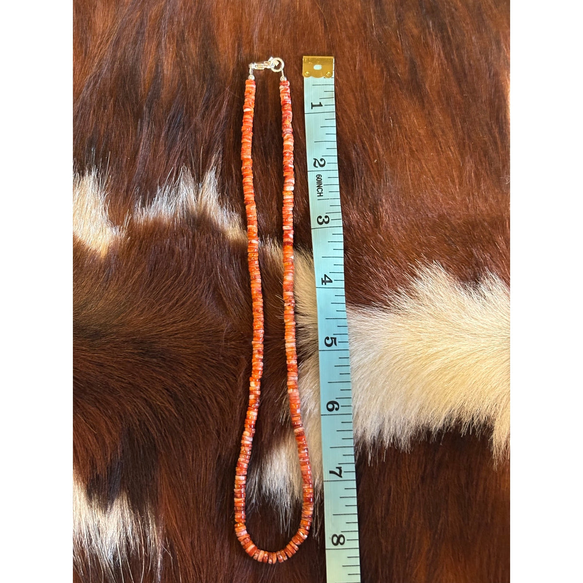 Orange Spiny Oyster Shell Heishi Necklace – 16-Inch Southwestern Style
