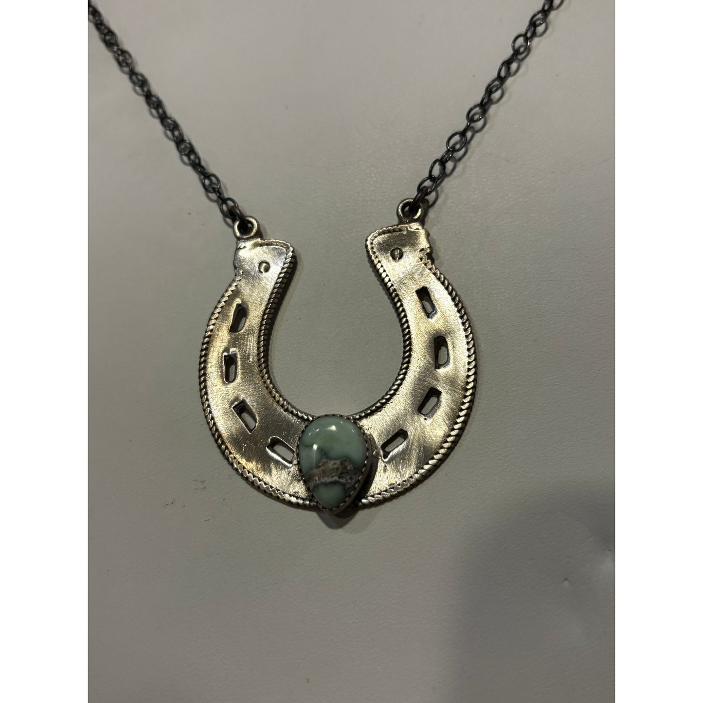Large Horseshoe Necklace w a beautiful Paloma Stone Adjustable