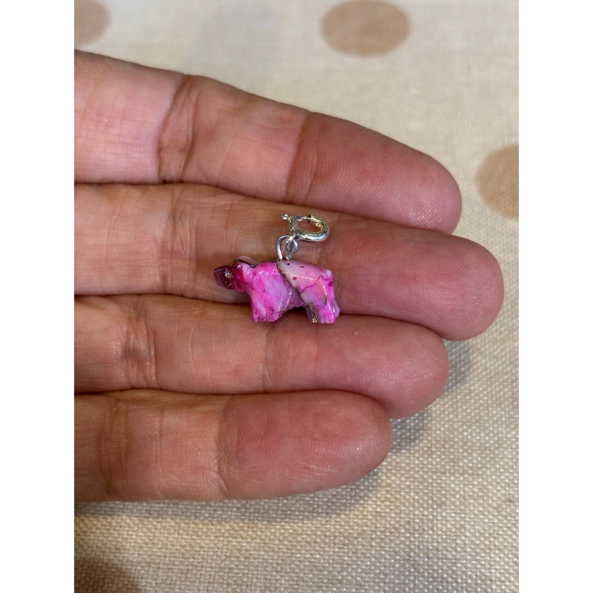 Christopher McCray Hand-Carved Pink Spiny Bear Charm – Southwestern Jewelry