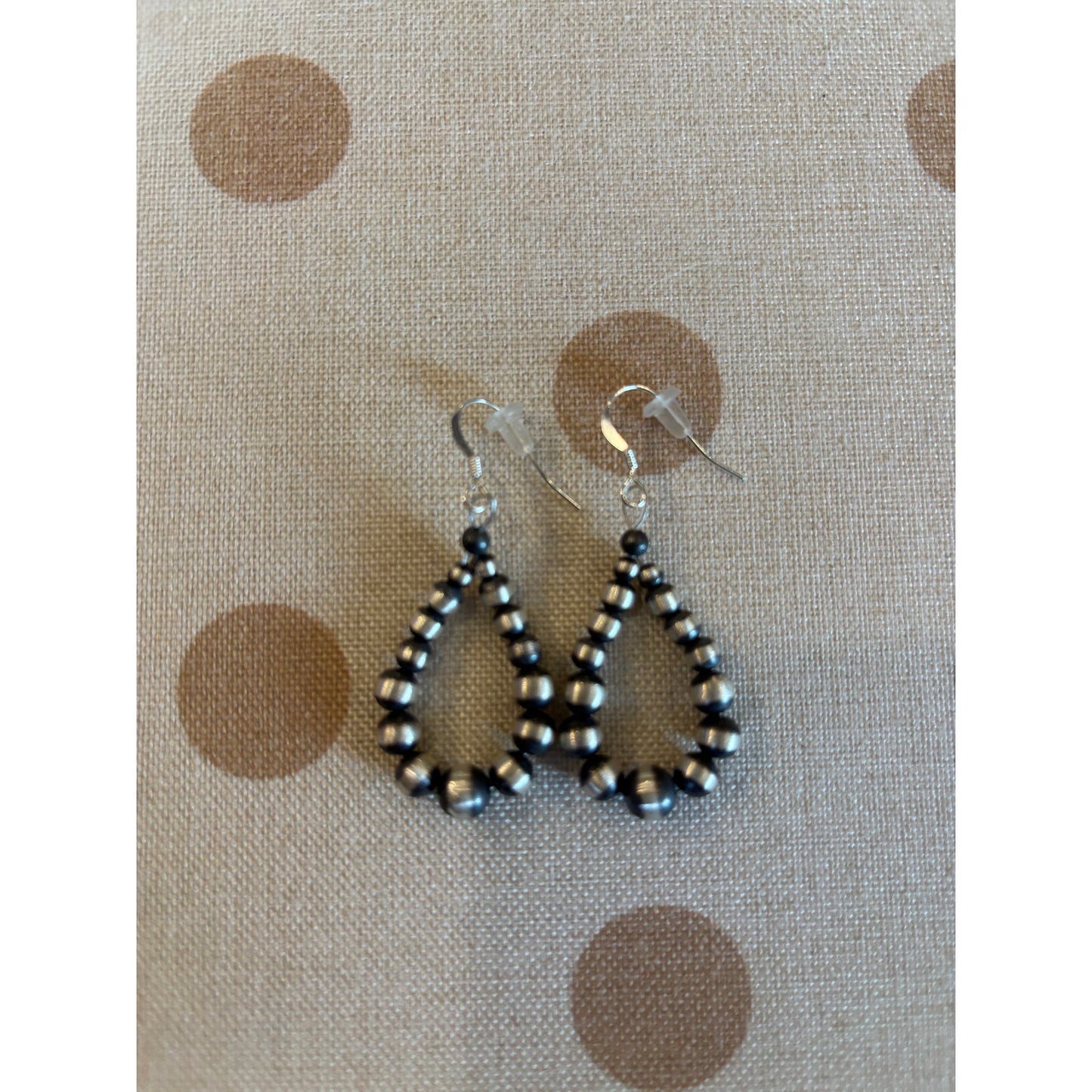 Pearl Bead Graduated Loop Earrings/ Sterling Silver