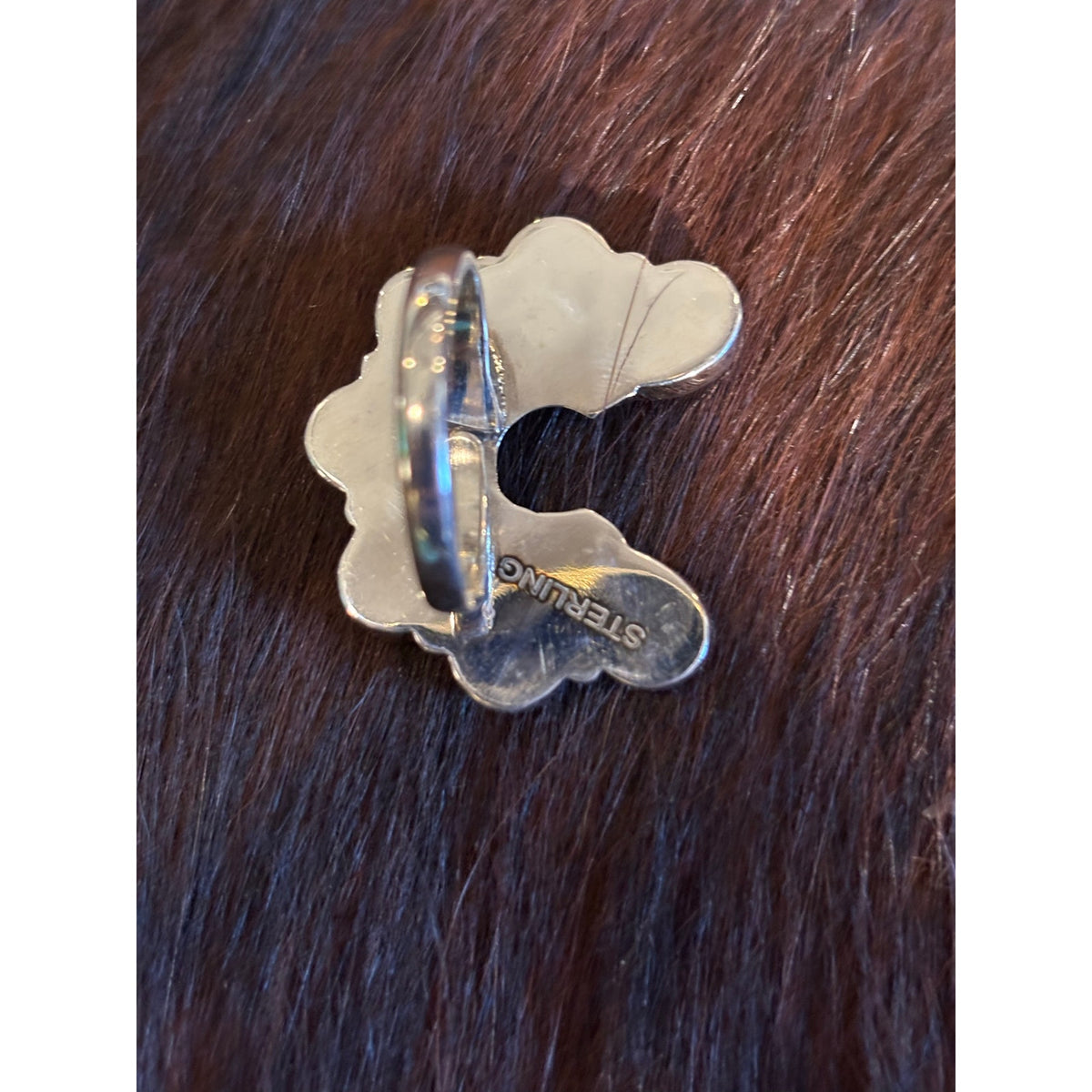 Number 8 Turquoise Naja Horseshoe Ring – Sterling Silver Adjustable Southwestern