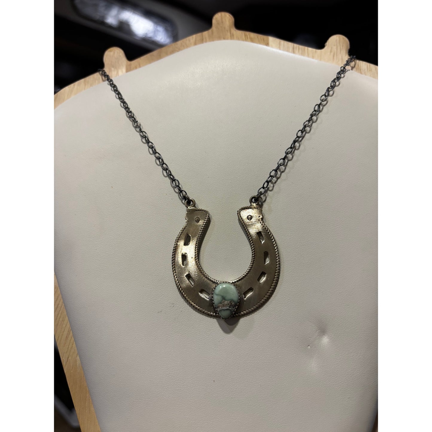 Large Horseshoe Necklace w a beautiful Paloma Stone Adjustable