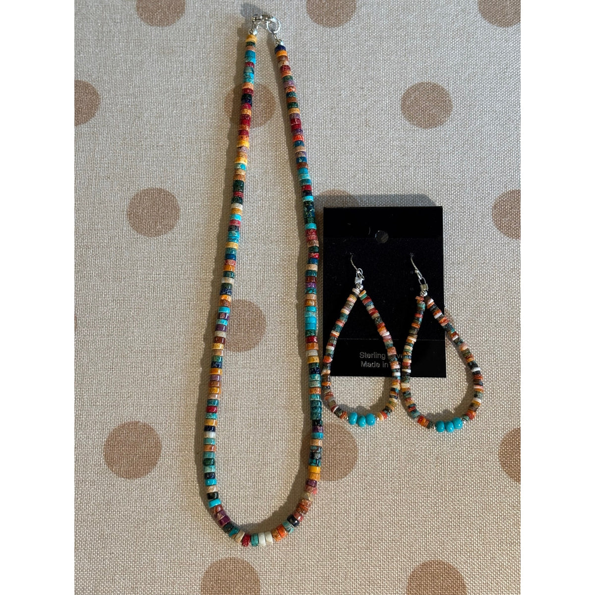 Spiny Oyster & Turquoise 16" Necklace and 2" Earring Set