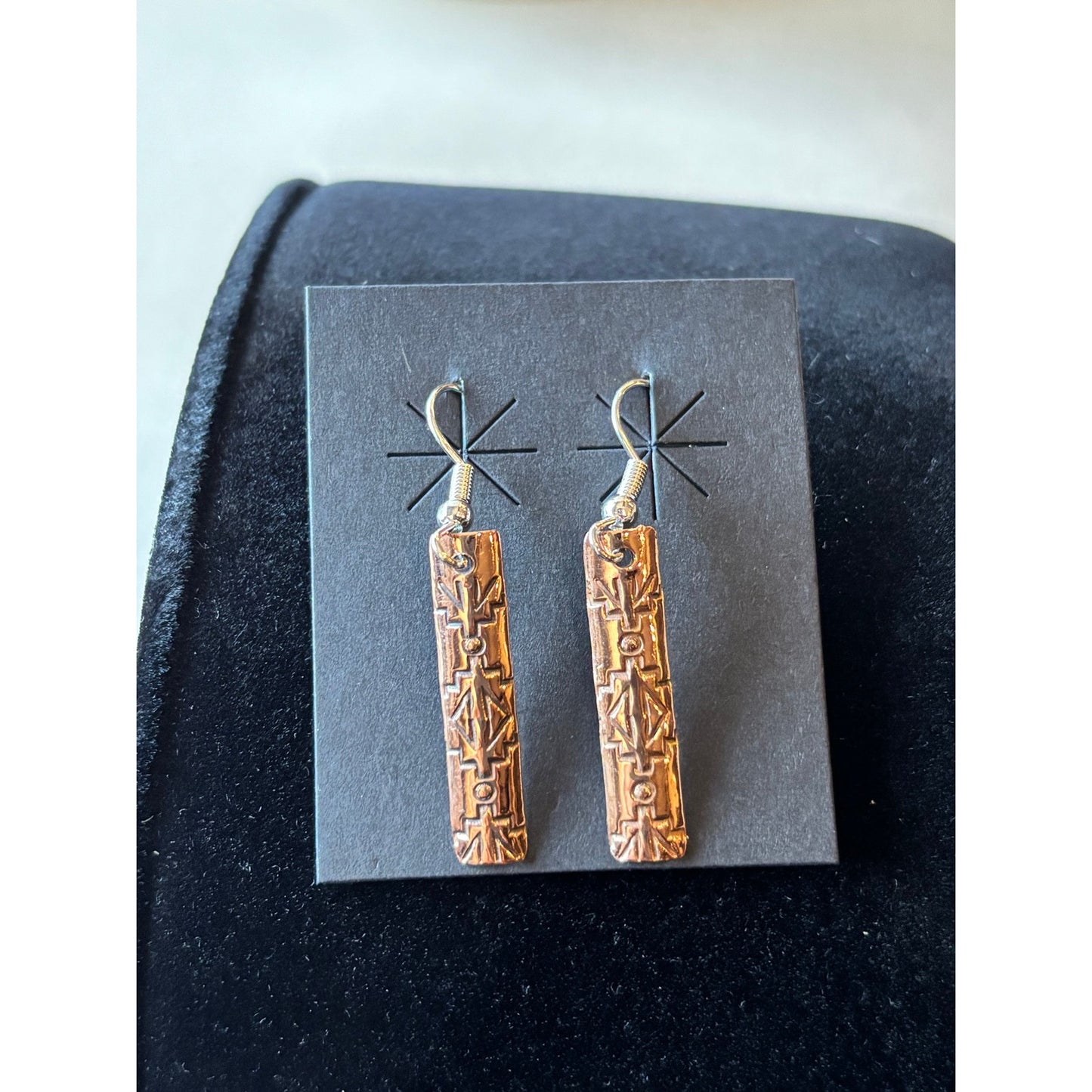 Beautiful Copper Dangling Earrings with Stamped designs