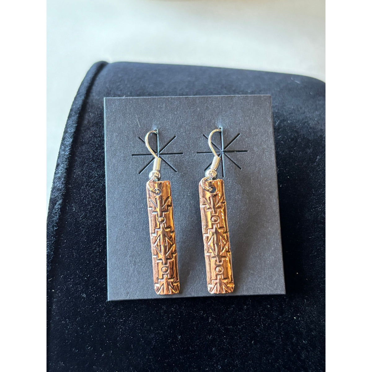 Beautiful Copper Dangling Earrings with Stamped designs