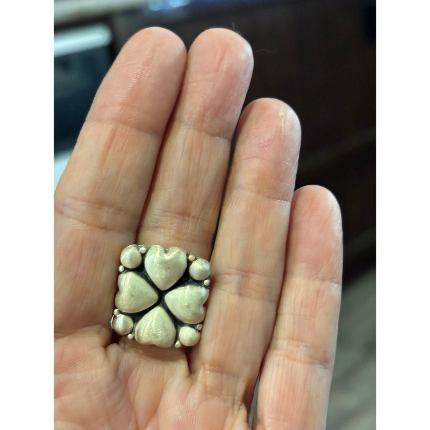 Sterling Silver Heart Southwestern Ring sz 7-10 Adjustable