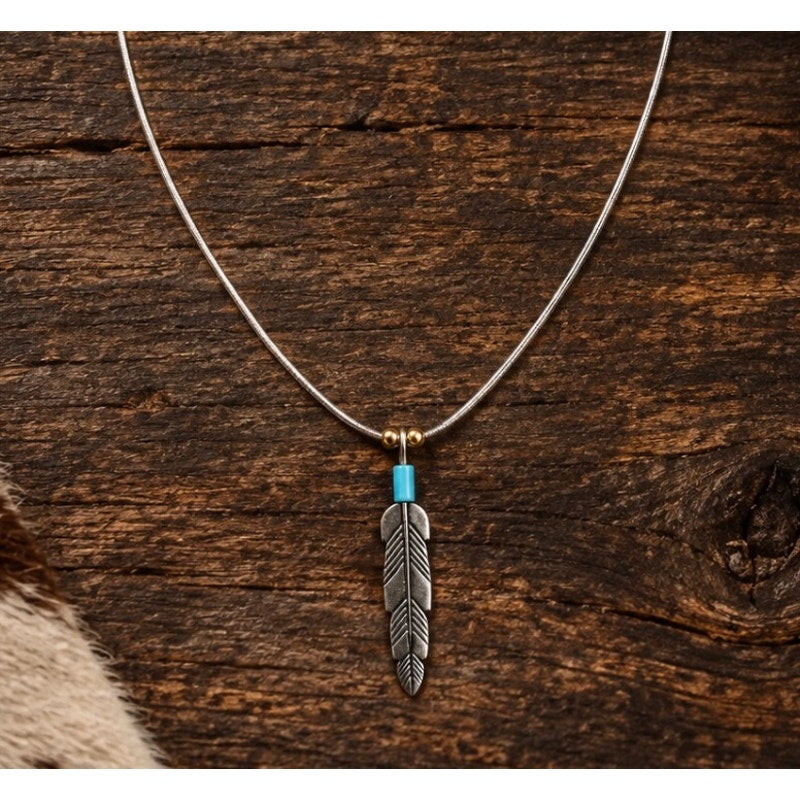 Turquoise Arrow Pendant on Liquid Silver Necklace | 16" Sterling Silver Southwestern