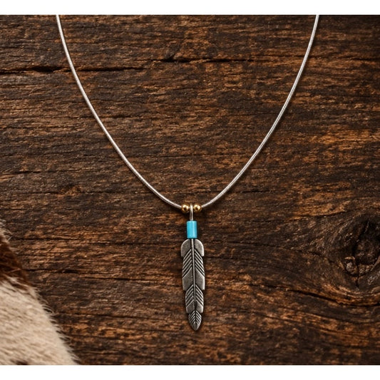 Turquoise Arrow Pendant on Liquid Silver Necklace | 16" Sterling Silver Southwestern