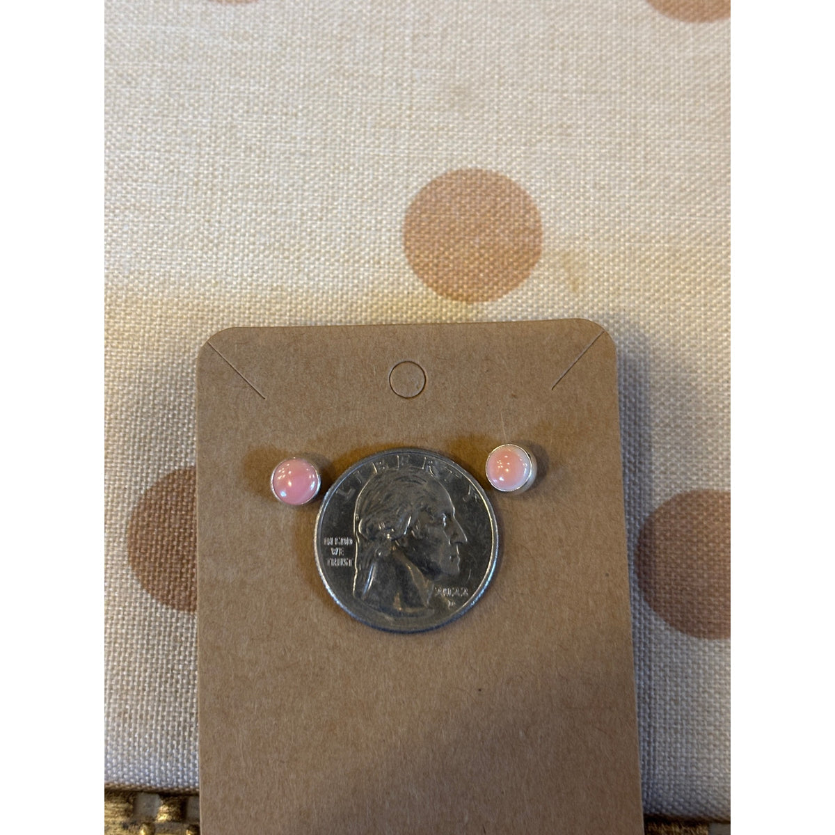 Petite Pink Conch Round Earrings | Sterling Silver Western Style