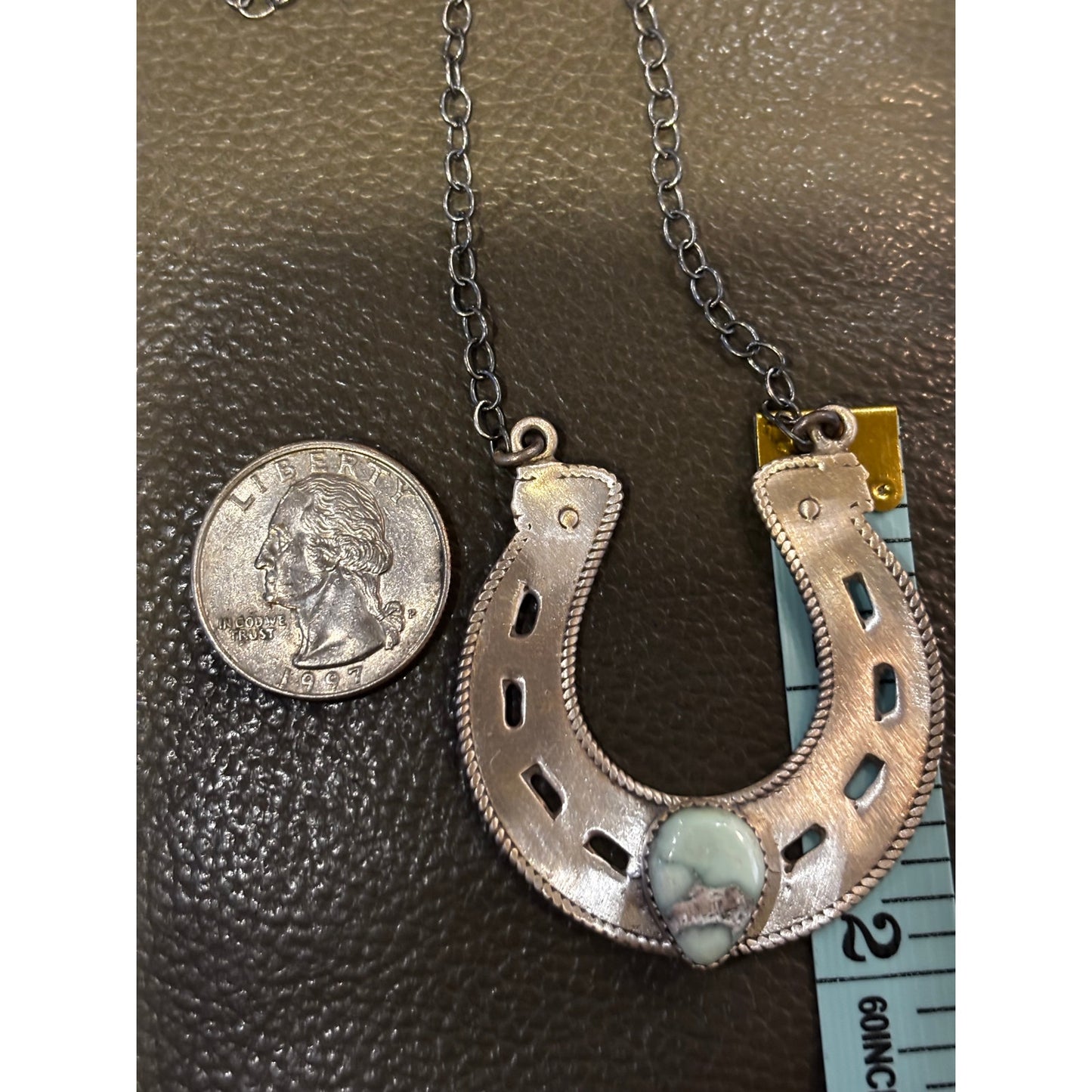 Large Horseshoe Necklace w a beautiful Paloma Stone Adjustable