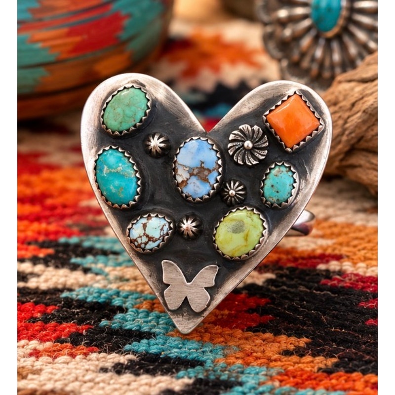 Wow! Turquoise Heart Ring  in Sterling Silver. Stunning!