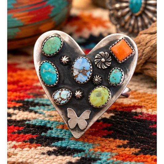 Wow! Turquoise Heart Ring  in Sterling Silver. Stunning!