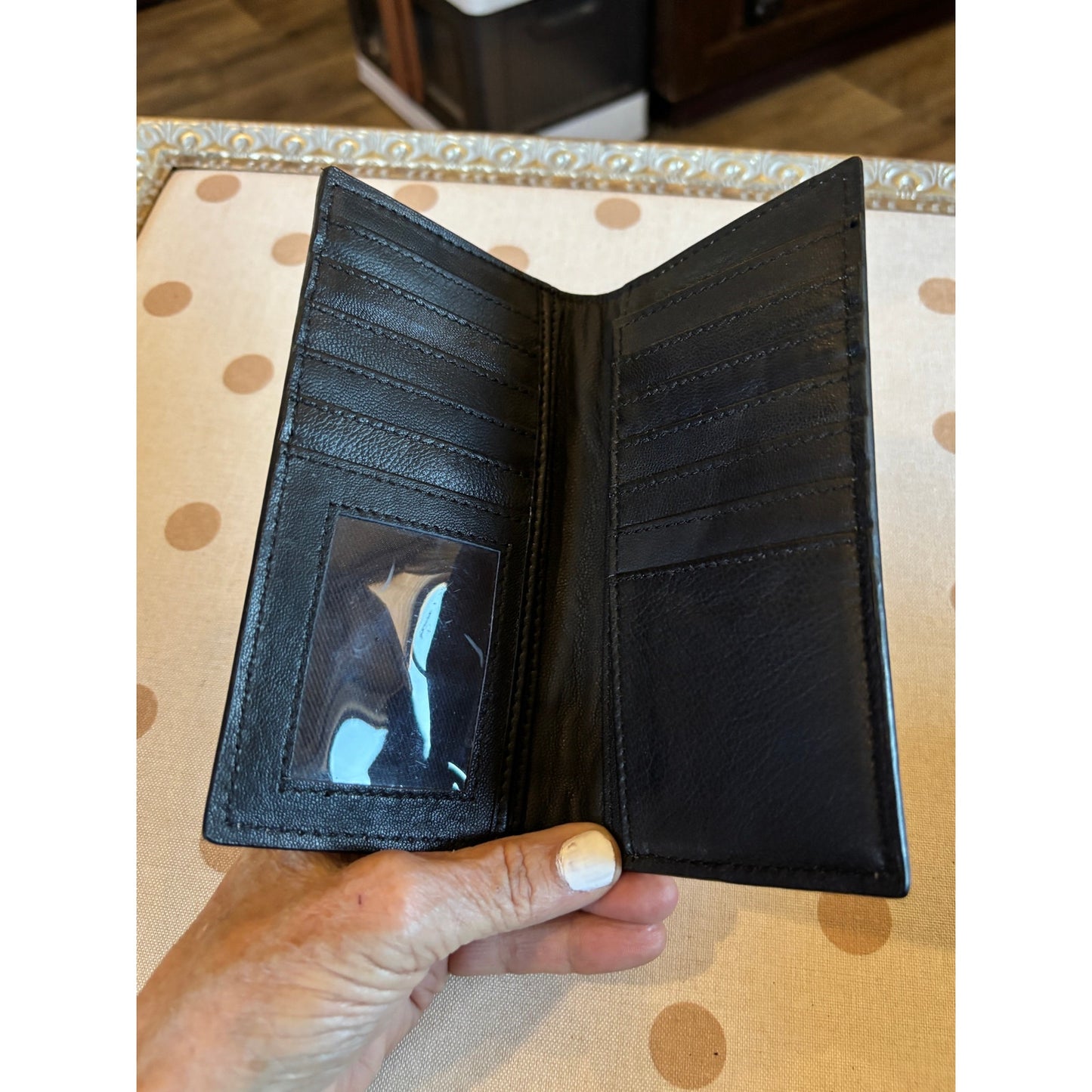 Cowhide Leather Tooled Western Checkbook Wallet