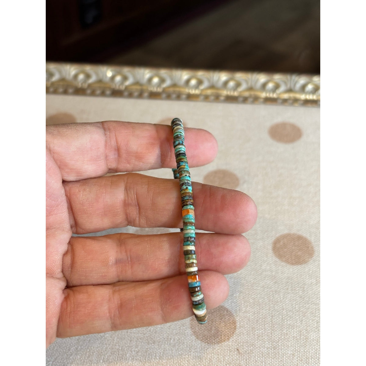 Spiny Oyster & Turquoise Heishi Bracelet | 7" Southwestern Sterling Silver