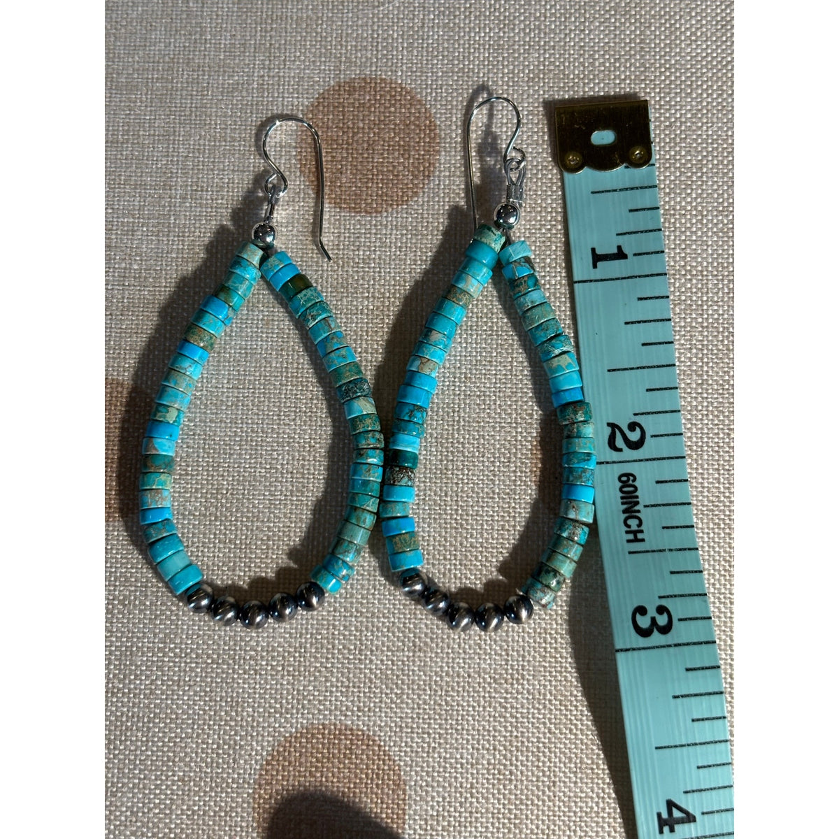 Cinnamon Jasper Turquoise Heishi Earrings/ Sterling Silver