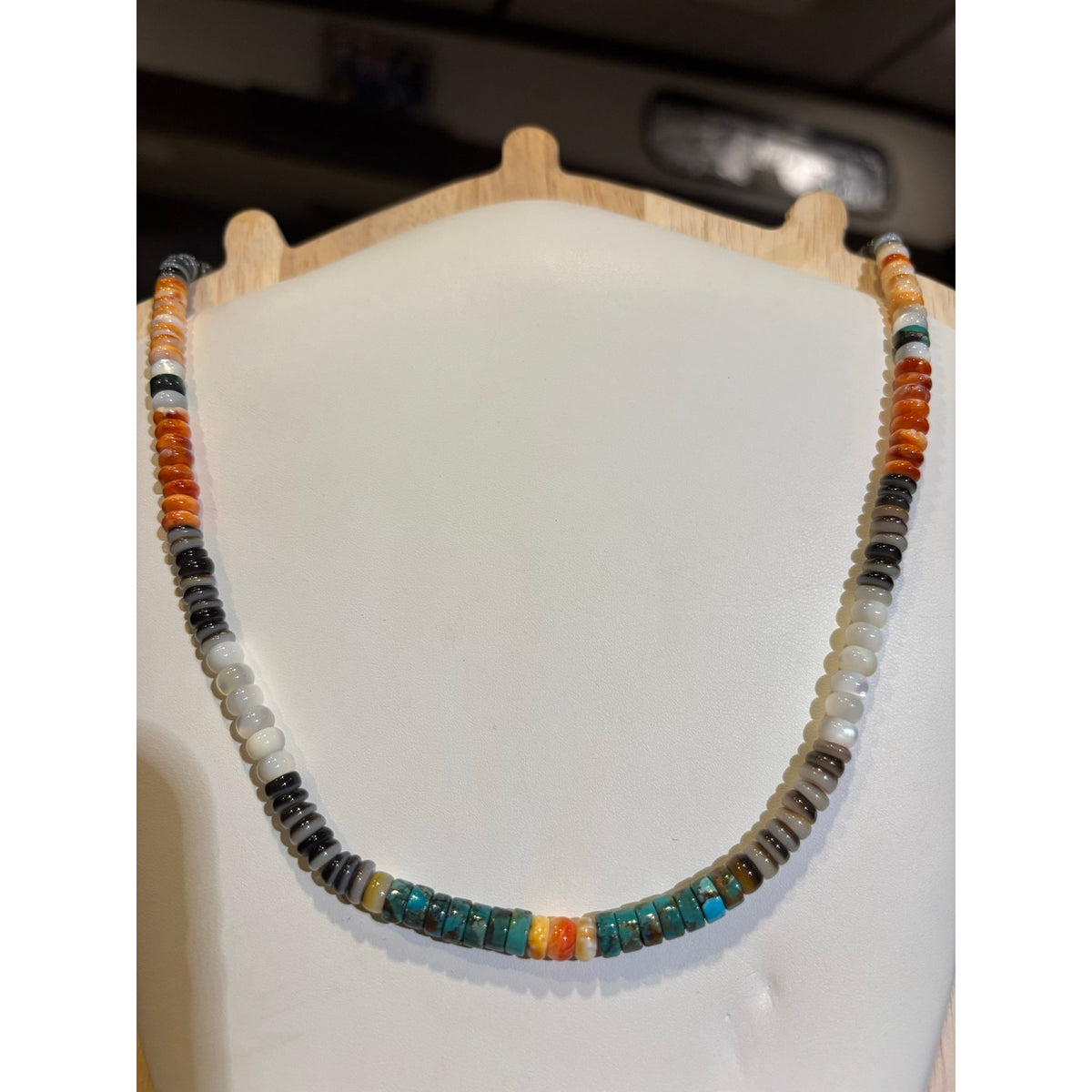 Desert Sunset Turquoise & Spiny Oyster Heishi Necklace – 20"