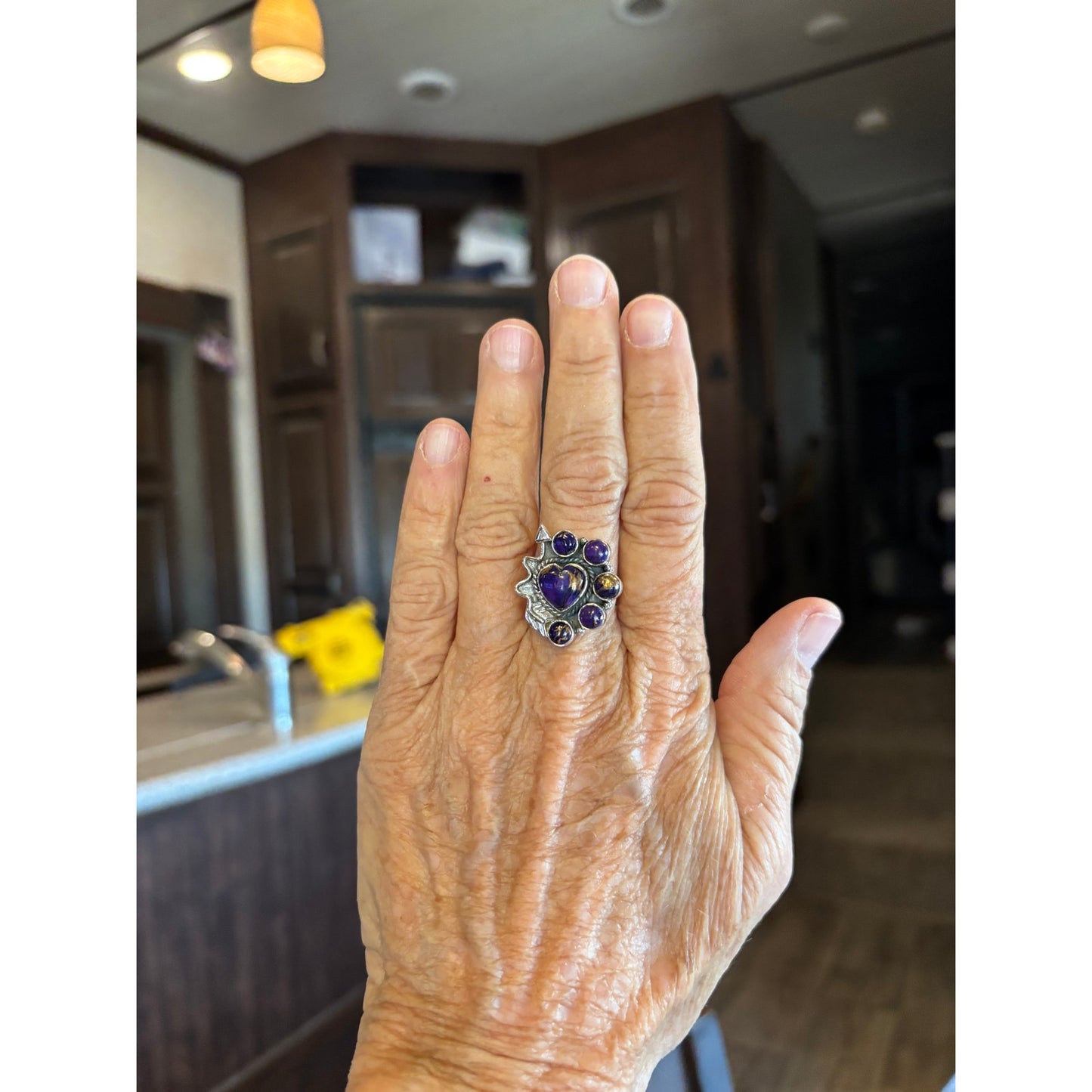 Southwestern Vintage-Heart Inspired Purple Spidy Stoness w gold highlight