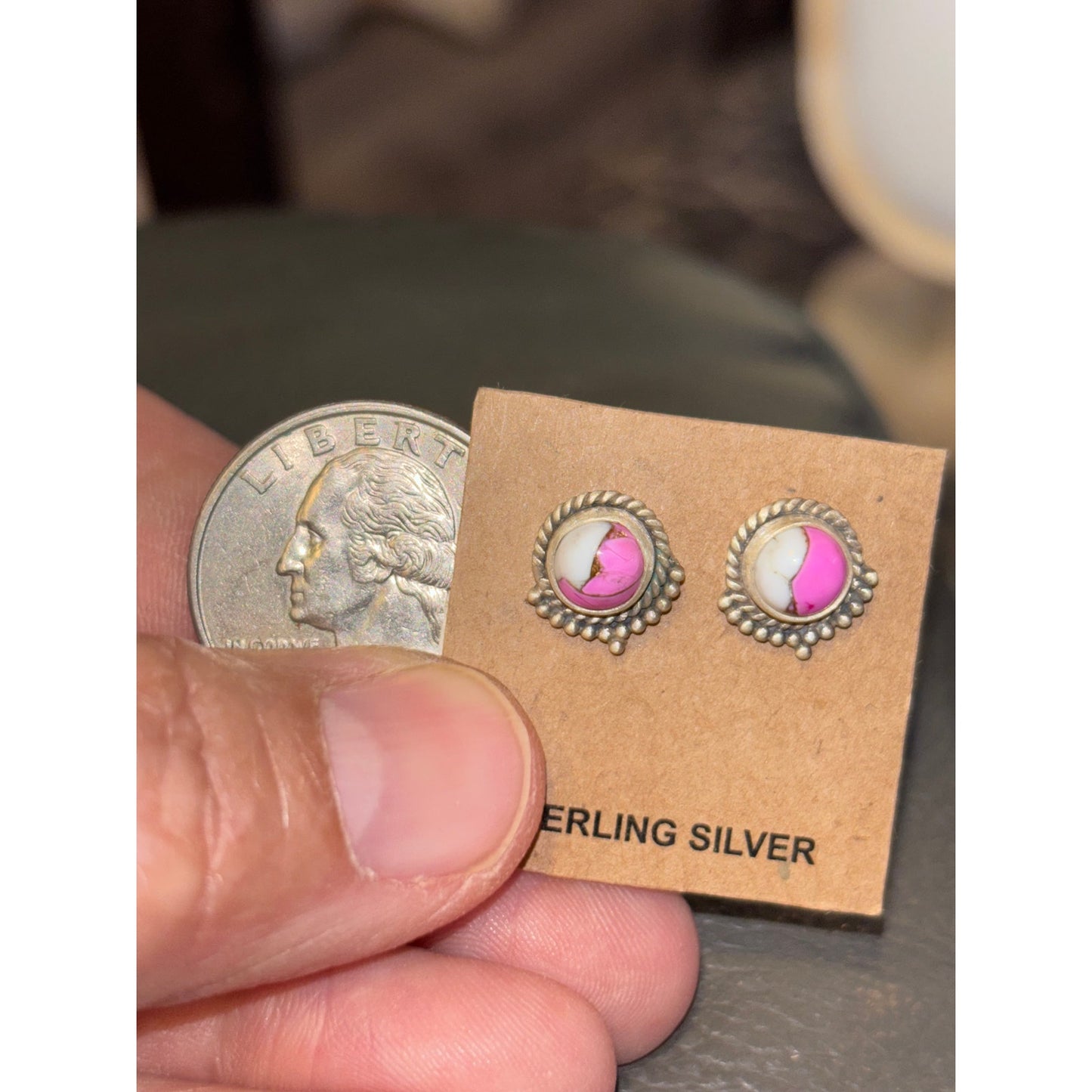 Cotton Candy Turquoise in Sterling Silver Post Earrings