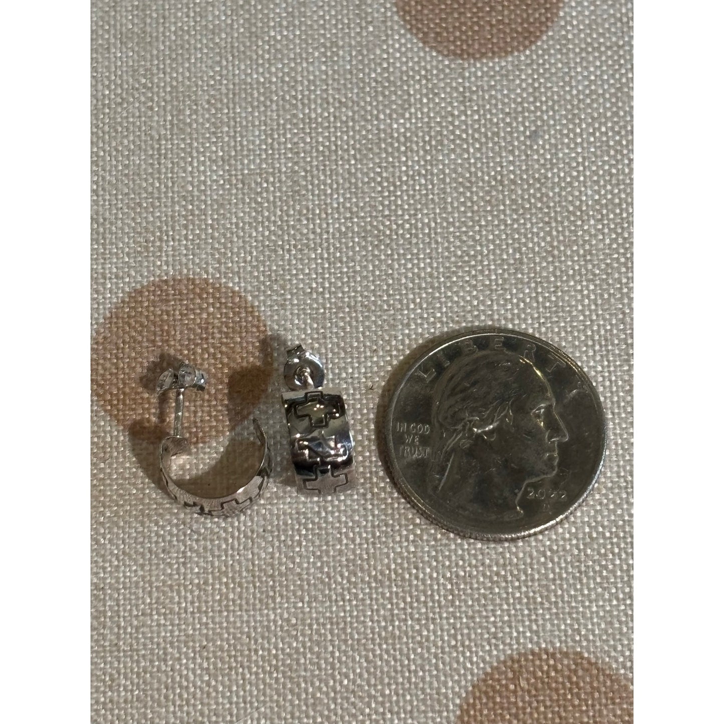 Small Sterling Silver Cross Huggie Hoop Western Earrings