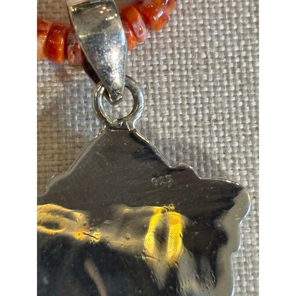 Mojave Turquoise & Orange Spiny Oyster Cluster Pendant Necklace | 16" Sterling Silver