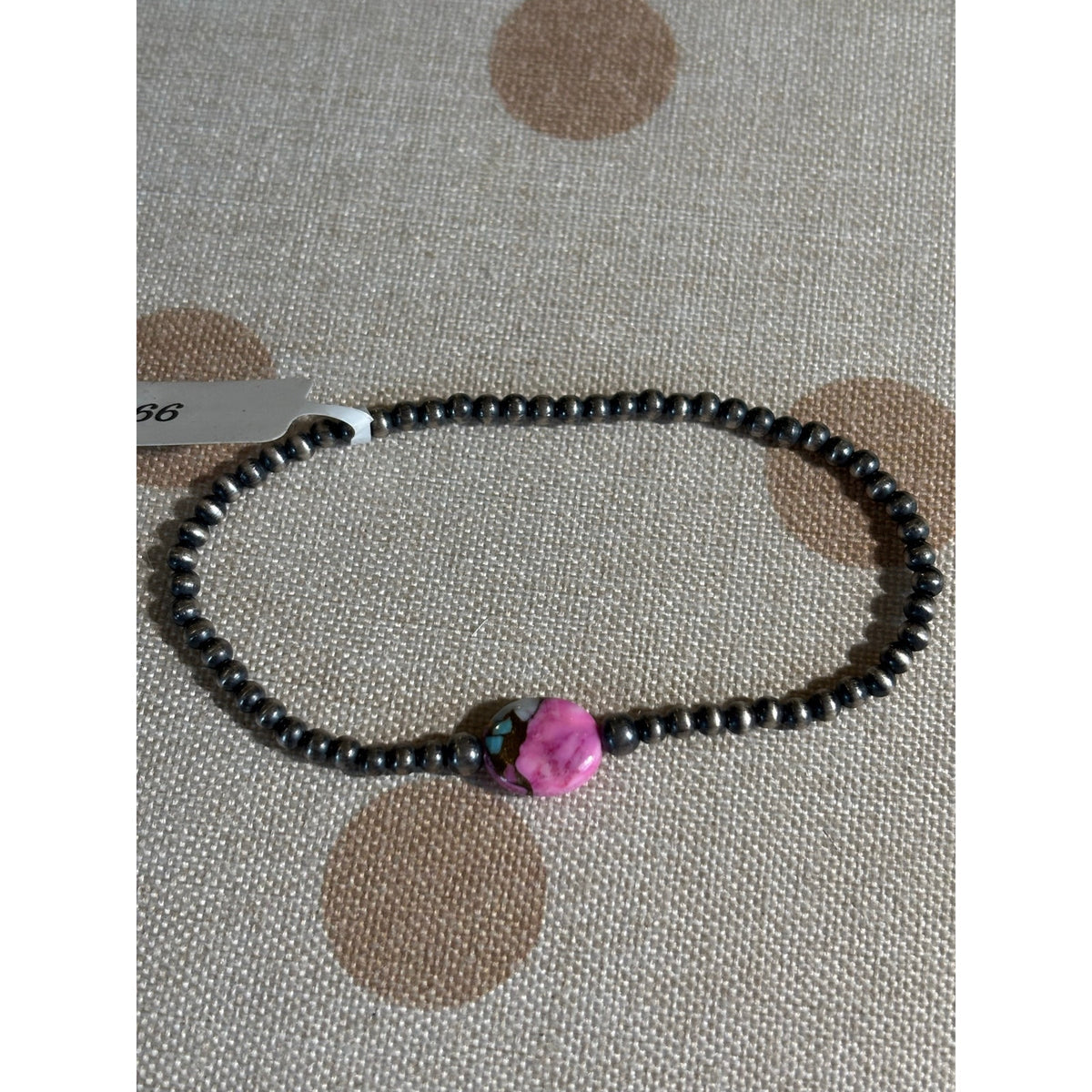 Cotton Candy Turquoise & Silver Beaded Bracelet 6.5" | Southwestern Jewelry