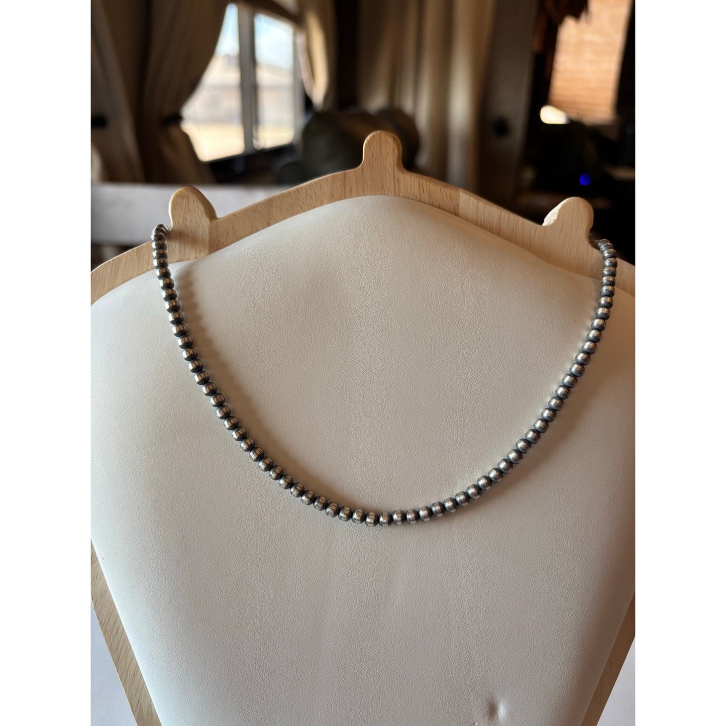 Sterling Silver Pearl Beads necklace. 4mm 18”