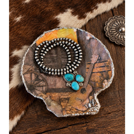 Western Theme with Guitar Shell Jewelry Dish | Cowgirl Trinket Holder