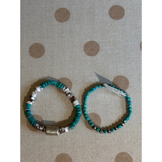 Turquoise Bracelet Set. Kingman & Wild Horse With Sterling Silver