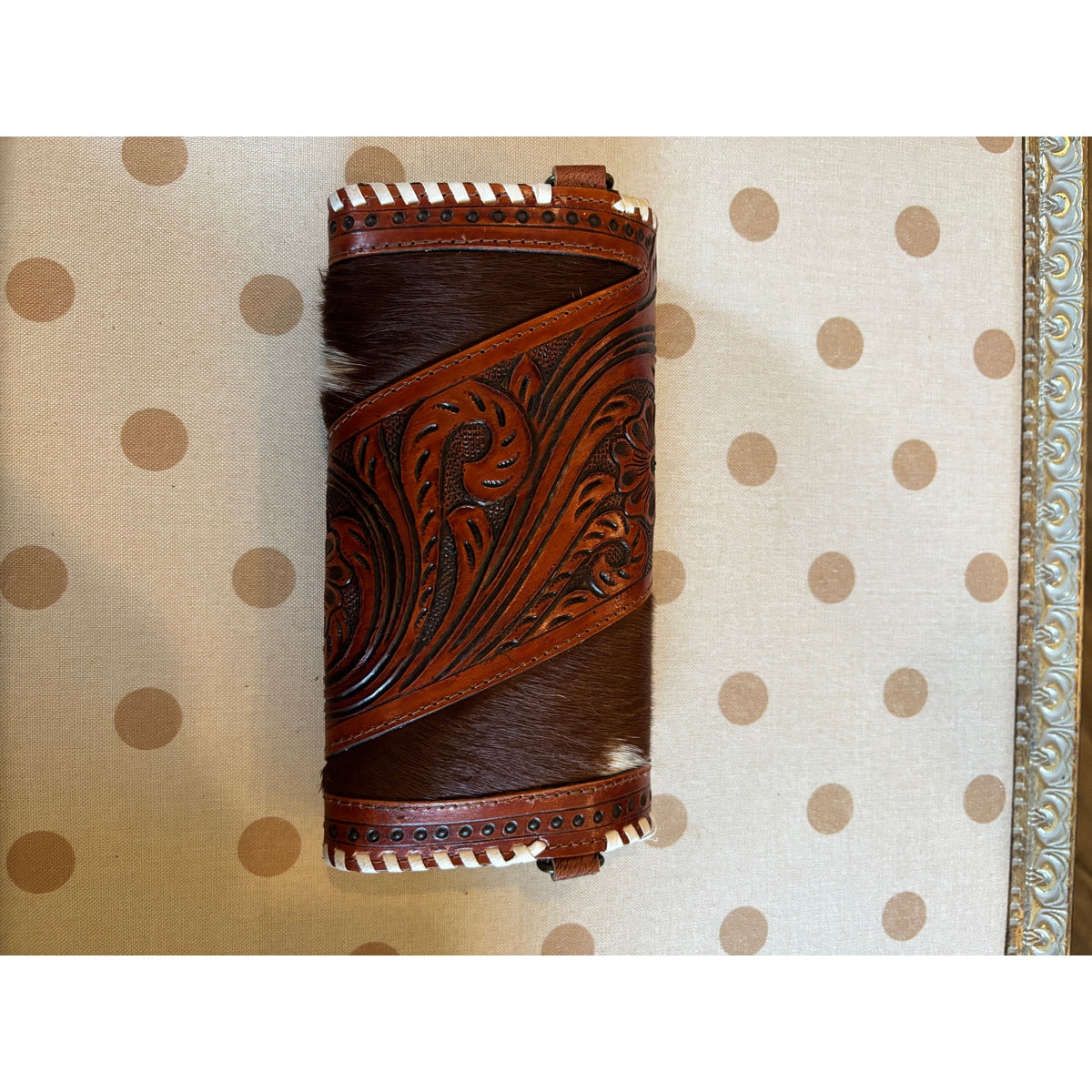 Leather Tooled Cowhide Crossbody Purse/ Wallet