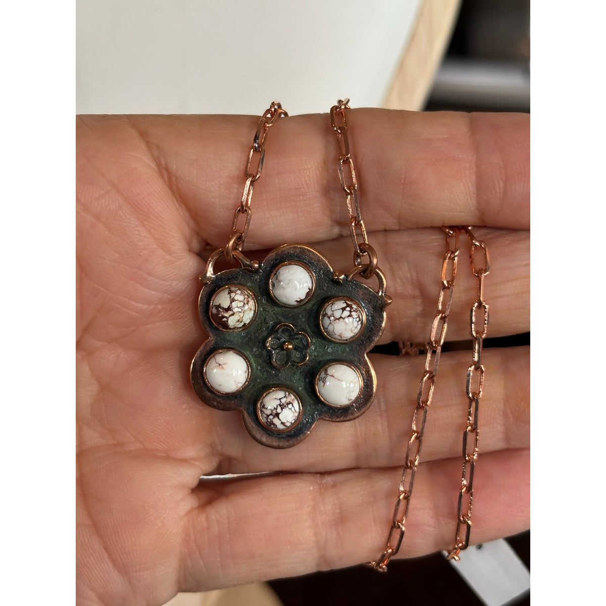 Wild Horse Stone Copper Cluster Necklace – Adjustable 22"
